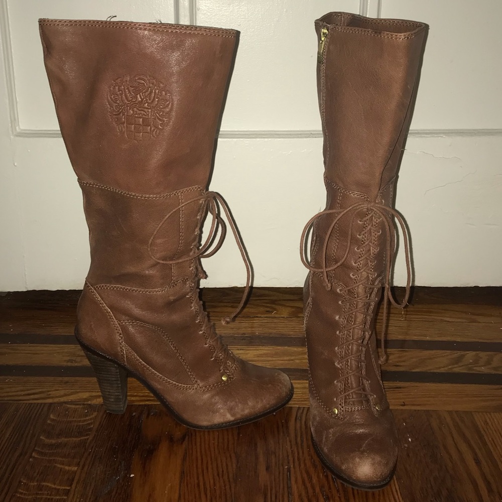 Vince Camuto Tan Leather Heeled Boots Size 8